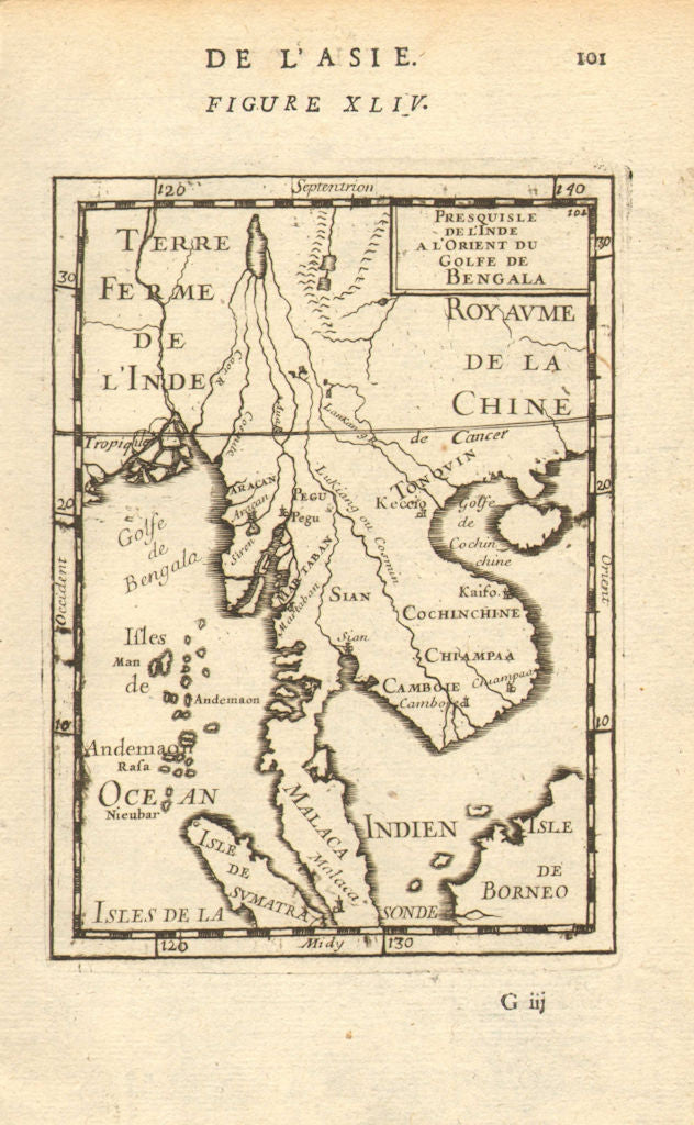 INDOCHINA. Siam Cambodia Cochinchina Tonkin Burma Malaya. MALLET 1683 old map